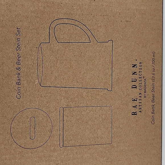 Rae Dunn Coin Bank "Beer Fund" & Beer Stein "Dad's Beer" 2 Piece Set Navy White - Picture 6 of 8